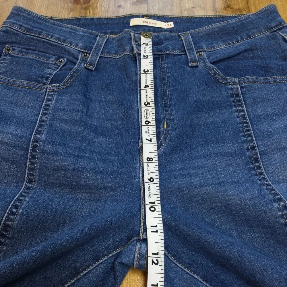 Levis 726 Retro High Rise Bootcut Jeans Womens Size 31 Slit Leg Boho Hippie